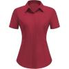 imageHOTOUCH Women Short Sleeve Button Down Shirts Business Work Fitted Collared Blouse Office Basic 2025 Tops S2XLWine Red