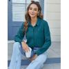 imageHOTOUCH Womens Button Down Shirts Long Sleeve Dress Shirts Casual V Neck Collared Tops Work Office Blouse with PocketTeal Blue Green