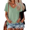 imageHOTOUCH Womens T Shirts Rollup Short Sleeve V Neck Tees Fashion Tops Trendy Basic Soft Casual Summer Tshirt2 PackblackLight Green