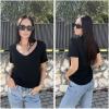 imageHOTOUCH Womens T Shirts Rollup Short Sleeve V Neck Tees Fashion Tops Trendy Basic Soft Casual Summer Tshirt2 PackblackLight Green