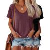 imageHOTOUCH Womens T Shirts Rollup Short Sleeve V Neck Tees Fashion Tops Trendy Basic Soft Casual Summer Tshirt2 PackblackWine Red