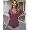 imageHOTOUCH Womens T Shirts Rollup Short Sleeve V Neck Tees Fashion Tops Trendy Basic Soft Casual Summer Tshirt2 PackblackWine Red