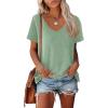imageHOTOUCH Womens T Shirts Rollup Short Sleeve V Neck Tees Fashion Tops Trendy Basic Soft Casual Summer TshirtLight Green