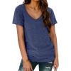imageHOTOUCH Womens T Shirts Rollup Short Sleeve V Neck Tees Fashion Tops Trendy Basic Soft Casual Summer TshirtNavy Blue