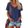 imageHOTOUCH Womens T Shirts Rollup Short Sleeve V Neck Tees Fashion Tops Trendy Basic Soft Casual Summer TshirtNavy Blue