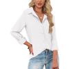 imageHOTOUCH Womens Button Down Shirts Long Sleeve Dress Shirts Casual V Neck Collared Tops Work Office Blouse with PocketWhite