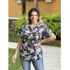imageHOTOUCH Hawaiian Shirts for Women Summer Cool Hawaii Floral Tropic Print Blouses Short Sleeve Button Up TopsBlack Hawaii
