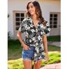 imageHOTOUCH Hawaiian Shirts for Women Summer Cool Hawaii Floral Tropic Print Blouses Short Sleeve Button Up TopsBlack Hawaii