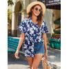 imageHOTOUCH Hawaiian Shirts for Women Summer Cool Hawaii Floral Tropic Print Blouses Short Sleeve Button Up TopsBlue Floral