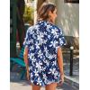 imageHOTOUCH Hawaiian Shirts for Women Summer Cool Hawaii Floral Tropic Print Blouses Short Sleeve Button Up TopsBlue Floral