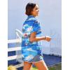 imageHOTOUCH Hawaiian Shirts for Women Summer Cool Hawaii Floral Tropic Print Blouses Short Sleeve Button Up TopsBlue Tropical