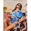 imageHOTOUCH Hawaiian Shirts for Women Summer Cool Hawaii Floral Tropic Print Blouses Short Sleeve Button Up TopsBlue Tropical
