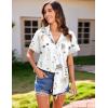 imageHOTOUCH Hawaiian Shirts for Women Summer Cool Hawaii Floral Tropic Print Blouses Short Sleeve Button Up TopsBoho White