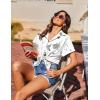imageHOTOUCH Hawaiian Shirts for Women Summer Cool Hawaii Floral Tropic Print Blouses Short Sleeve Button Up TopsBoho White