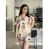 imageHOTOUCH Hawaiian Shirts for Women Summer Cool Hawaii Floral Tropic Print Blouses Short Sleeve Button Up TopsColorful Hawaii