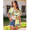 imageHOTOUCH Hawaiian Shirts for Women Summer Cool Hawaii Floral Tropic Print Blouses Short Sleeve Button Up TopsColorful Hawaii