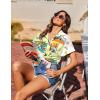 imageHOTOUCH Hawaiian Shirts for Women Summer Cool Hawaii Floral Tropic Print Blouses Short Sleeve Button Up TopsColorful Hawaii