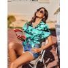 imageHOTOUCH Hawaiian Shirts for Women Summer Cool Hawaii Floral Tropic Print Blouses Short Sleeve Button Up TopsCyan Hawaii