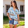 imageHOTOUCH Hawaiian Shirts for Women Summer Cool Hawaii Floral Tropic Print Blouses Short Sleeve Button Up TopsLight Blue Christmas