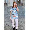 imageHOTOUCH Hawaiian Shirts for Women Summer Cool Hawaii Floral Tropic Print Blouses Short Sleeve Button Up TopsLight Blue Christmas