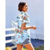 imageHOTOUCH Hawaiian Shirts for Women Summer Cool Hawaii Floral Tropic Print Blouses Short Sleeve Button Up TopsLight Blue Christmas