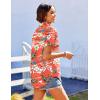imageHOTOUCH Hawaiian Shirts for Women Summer Cool Hawaii Floral Tropic Print Blouses Short Sleeve Button Up TopsOrange Hawaii