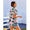 imageHOTOUCH Hawaiian Shirts for Women Summer Cool Hawaii Floral Tropic Print Blouses Short Sleeve Button Up TopsPink Hawaii