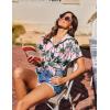 imageHOTOUCH Hawaiian Shirts for Women Summer Cool Hawaii Floral Tropic Print Blouses Short Sleeve Button Up TopsPink Hawaii