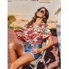 imageHOTOUCH Hawaiian Shirts for Women Summer Cool Hawaii Floral Tropic Print Blouses Short Sleeve Button Up TopsRed Hawaii Christmas