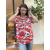 imageHOTOUCH Hawaiian Shirts for Women Summer Cool Hawaii Floral Tropic Print Blouses Short Sleeve Button Up TopsRed Hawaii Christmas