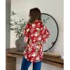 imageHOTOUCH Hawaiian Shirts for Women Summer Cool Hawaii Floral Tropic Print Blouses Short Sleeve Button Up TopsRed Tropical