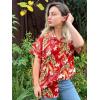 imageHOTOUCH Hawaiian Shirts for Women Summer Cool Hawaii Floral Tropic Print Blouses Short Sleeve Button Up TopsRed Tropical