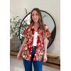imageHOTOUCH Hawaiian Shirts for Women Summer Cool Hawaii Floral Tropic Print Blouses Short Sleeve Button Up TopsRed Tropical
