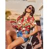 imageHOTOUCH Hawaiian Shirts for Women Summer Cool Hawaii Floral Tropic Print Blouses Short Sleeve Button Up TopsRed Tropical