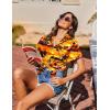 imageHOTOUCH Hawaiian Shirts for Women Summer Cool Hawaii Floral Tropic Print Blouses Short Sleeve Button Up TopsSunset Hawaii