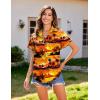 imageHOTOUCH Hawaiian Shirts for Women Summer Cool Hawaii Floral Tropic Print Blouses Short Sleeve Button Up TopsSunset Hawaii