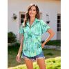 imageHOTOUCH Hawaiian Shirts for Women Summer Cool Hawaii Floral Tropic Print Blouses Short Sleeve Button Up TopsTropical Turtle