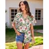 imageHOTOUCH Hawaiian Shirts for Women Summer Cool Hawaii Floral Tropic Print Blouses Short Sleeve Button Up TopsWhite Floral Tropical