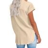 imageHOTOUCH Womens Linen Button Down Shirt Casual V Neck Cap Sleeve Blouses Summer Cotton Collared Tops S3XLBeige