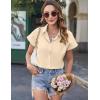 imageHOTOUCH Womens Linen Button Down Shirt Casual V Neck Cap Sleeve Blouses Summer Cotton Collared Tops S3XLBeige
