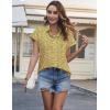 imageHOTOUCH Womens Linen Button Down Shirt Casual V Neck Cap Sleeve Blouses Summer Cotton Collared Tops S3XLFloral Yellow