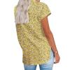 imageHOTOUCH Womens Linen Button Down Shirt Casual V Neck Cap Sleeve Blouses Summer Cotton Collared Tops S3XLFloral Yellow