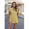imageHOTOUCH Womens Linen Button Down Shirt Casual V Neck Cap Sleeve Blouses Summer Cotton Collared Tops S3XLFloral Yellow