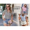 imageHOTOUCH Womens Linen Button Down Shirt Casual V Neck Cap Sleeve Blouses Summer Cotton Collared Tops S3XLStriped Black White