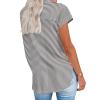 imageHOTOUCH Womens Linen Button Down Shirt Casual V Neck Cap Sleeve Blouses Summer Cotton Collared Tops S3XLStriped Black White