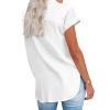 imageHOTOUCH Womens Linen Button Down Shirt Casual V Neck Cap Sleeve Blouses Summer Cotton Collared Tops S3XLWhite