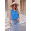 imageHOTOUCH Womens Sleeveless Button Down Shirt Tops V Neck Business Casual Collared Blouses Tank TopBlue