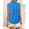imageHOTOUCH Womens Sleeveless Button Down Shirt Tops V Neck Business Casual Collared Blouses Tank TopBlue