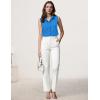 imageHOTOUCH Womens Sleeveless Button Down Shirt Tops V Neck Business Casual Collared Blouses Tank TopBlue