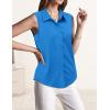 imageHOTOUCH Womens Sleeveless Button Down Shirt Tops V Neck Business Casual Collared Blouses Tank TopBlue